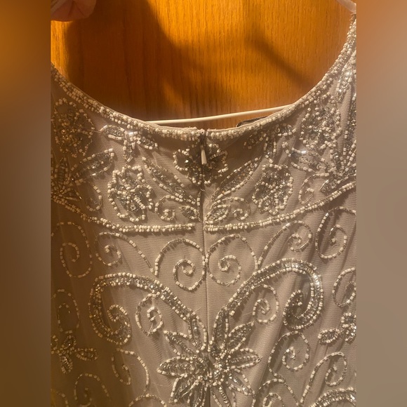 Silver Beaded Cold Shoulder Dress by Prelude. Size 14 Pageant, Dinner, Awards - Picture 4 of 5